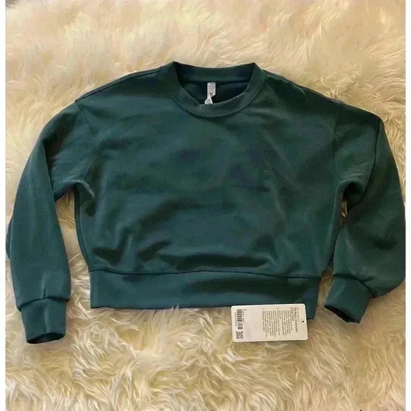 Lululemon Softstreme Perfectly Oversized Crop Crew Green Jasper size 2 - Picture 2 of 4